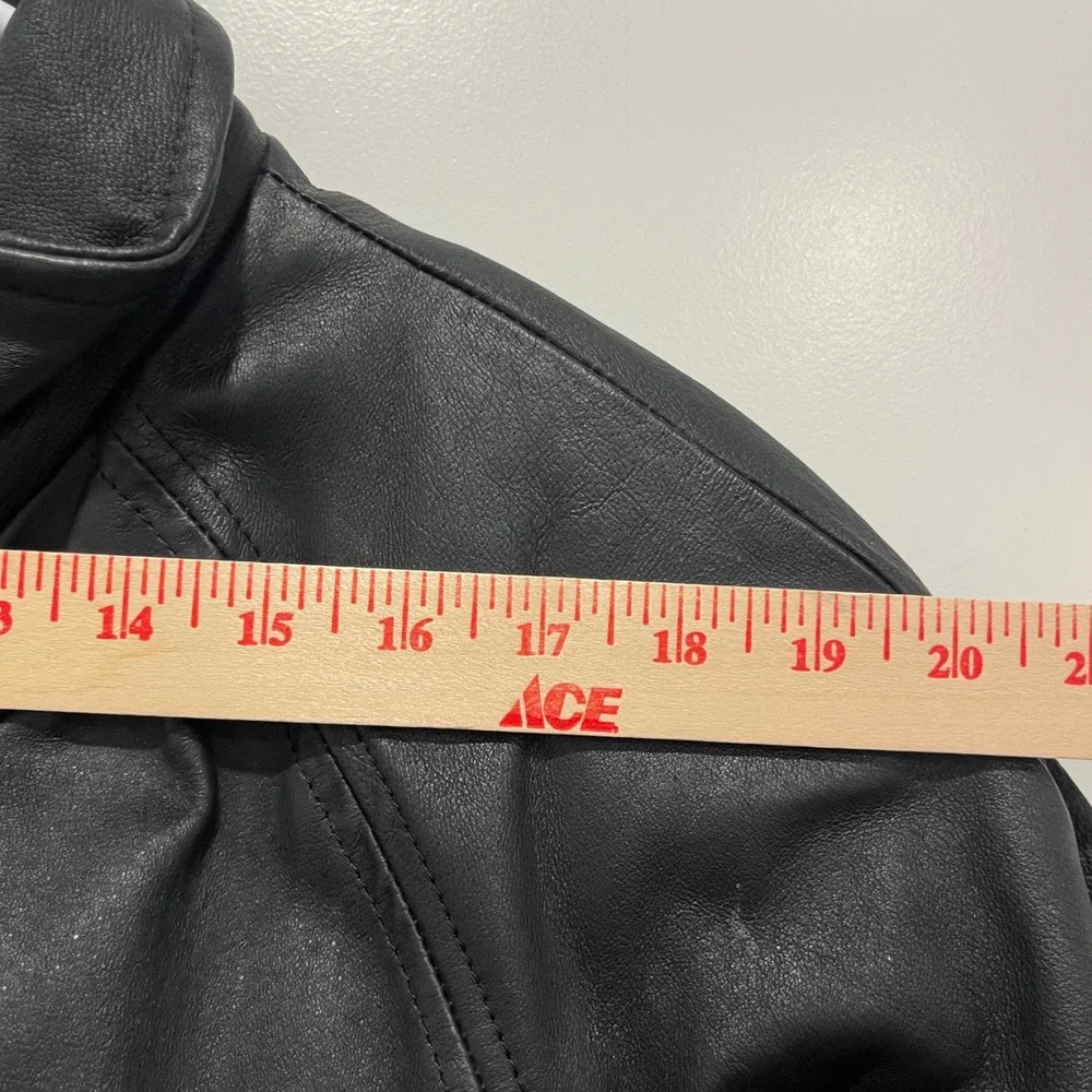 Wilsons The Leather Experts Mens Black Leather Quilted Lining Parka Jacket M